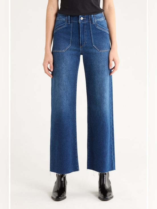 PAIGE Denim - PAIGE Dark Blue High-Rise Wide Leg Jeans